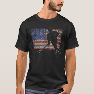 IJshockey retro USA vlag hockey 4 juli ijs h T-shirt