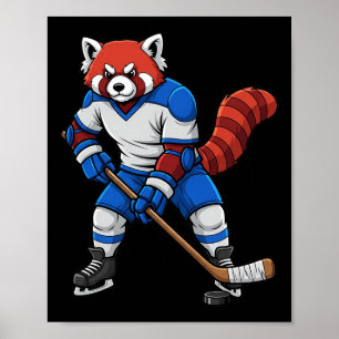 IJshockey Rode Panda Sport Speler Dier Poster