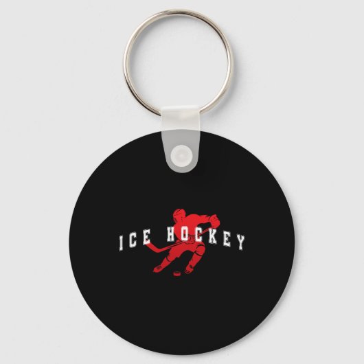 IJshockey Rood Team Speler Varsity Tekst Sleutelhanger (Voorkant)