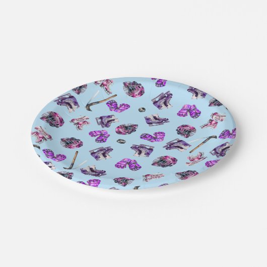 IJshockey Schaatsen Meisjes Roze Paarse Papieren Bordje (Gekanteld)