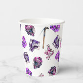 IJshockey schaatsen meisjes roze Paarse verjaardag Papieren Bekers (Achterkant)