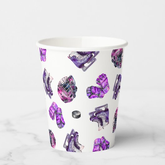 IJshockey schaatsen meisjes roze Paarse verjaardag Papieren Bekers (Links)