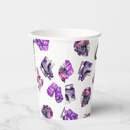 IJshockey schaatsen meisjes roze Paarse verjaardag Papieren Bekers (Rechts)