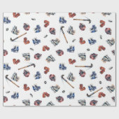 IJshockey Schaatsen Rood Wit Blauw Waterverf Cadeaupapier (Vlak)