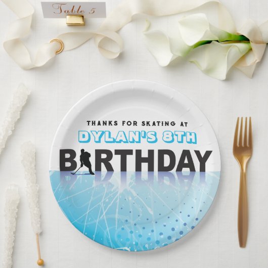 IJSHOCKEY SCHAATSEN Verjaardagsfeest Decor Papieren Bordje (Huwelijk)