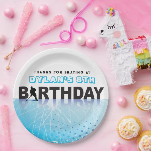 IJSHOCKEY SCHAATSEN Verjaardagsfeest Decor Papieren Bordje (Feest)