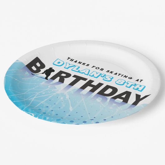IJSHOCKEY SCHAATSEN Verjaardagsfeest Decor Papieren Bordje (Gekanteld)