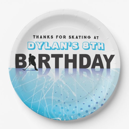 IJSHOCKEY SCHAATSEN Verjaardagsfeest Decor Papieren Bordje (Voorkant)