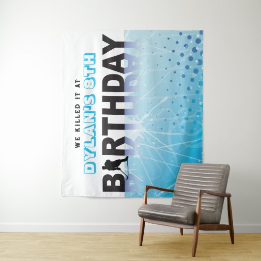 IJSHOCKEY SCHAATSEN Verjaardagsfeest Foto-Op Herin Wandkleed (In situ)