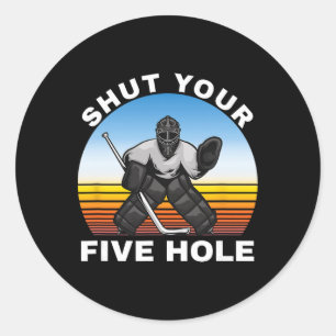IJshockey shirts, sluit je vijf hole doelman Ronde Sticker