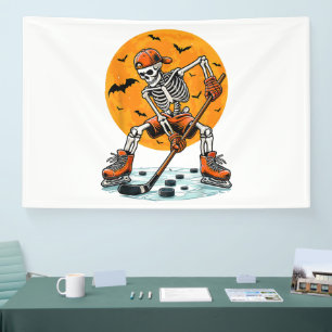 IjsHockey Skelet Griezelige Halloween Spandoek