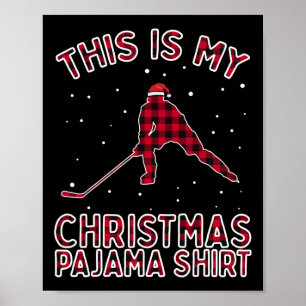 IjsHockey Speler Kerst Pyjama Grappige Kerst Gif Poster