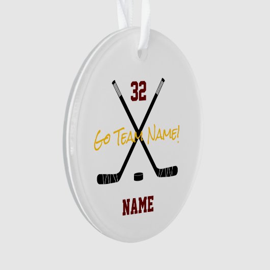IJshockey Sport Team Aangepaste Tekst Kleuren Fun Ornament (voorkant)