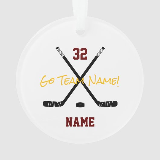 IJshockey Sport Team Aangepaste Tekst Kleuren Fun Ornament (achterkant)