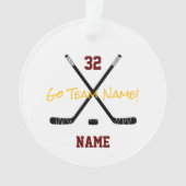 IJshockey Sport Team Aangepaste Tekst Kleuren Fun Ornament (voorkant)