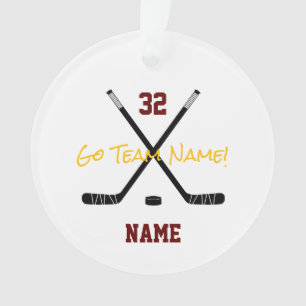 IJshockey Sport Team Aangepaste Tekst Kleuren Fun Ornament