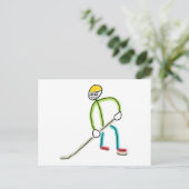 Ijshockey Stickman Briefkaart (Staand voorkant)
