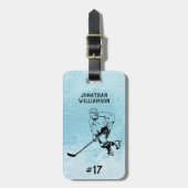 IJshockey team speler dubbelzijdig monogram Bagagelabel (Voorkant verticaal)