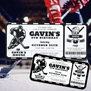 IJshockey Ticket Sport Bewerkbaar Verjaardagsfeest Kaart