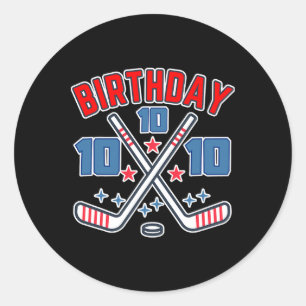 IjsHockey Tien Verjaardag Jongen 10de Feestje Jong Ronde Sticker