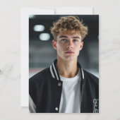 IJshockey Varsity Jacket Graduation Party Kaart (Achterkant)