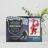 IJshockey Verjaardag Party Sport Fotospel Jongens Kaart (Staand voorkant)