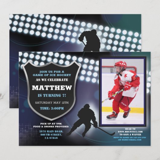 IJshockey Verjaardag Party Sport Fotospel Jongens Kaart (Voorkant / Achterkant)