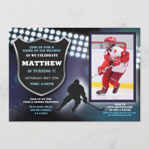 IJshockey Verjaardag Party Sport Fotospel Jongens Kaart