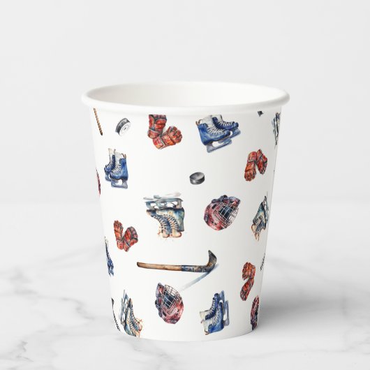IJshockey verjaardagsbekers, ijshockeyfeest Papieren Bekers (Achterkant)