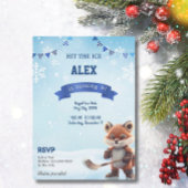 IJshockey verjaardagsfeestje schaatsen blauw Kaart