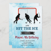 IJshockey verjaardagsfeestje uitnodiging (Voorkant / Achterkant)