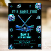 IJshockey verjaardagsuitnodiging Jongens Neon Part Kaart