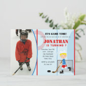 IJshockey verjaardagsuitnodigingen met foto (jonge Kaart (Staand voorkant)