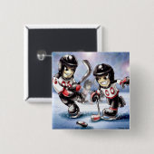 ijshockey vierkante button 5,1 cm (Voorkant /achterkant)