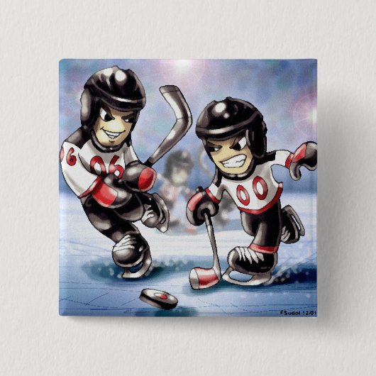 ijshockey vierkante button 5,1 cm (Voorkant)