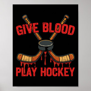 IJshockey Vintage Geef Bloed Speel Hockey Poster