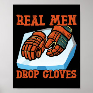 IJshockey Vintage Handschoenen Echte Mannen Laten Poster