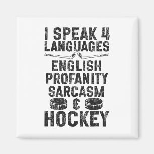 IJshockey Vintage Ik Spreek 4 Talen Engels Pro Magneet