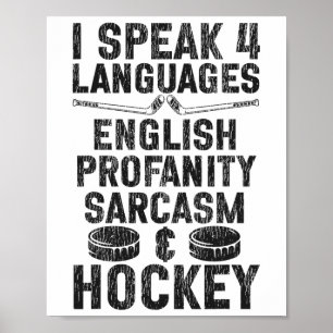 IJshockey Vintage Ik Spreek 4 Talen Engels Pro Poster