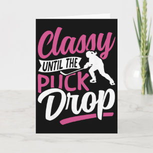 IJshockey Vintage Meisje Huilt Tot De Puck Drop Kaart