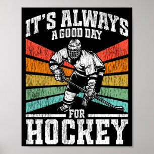 IJshockey Vintage Retro Een Goede Dag Voor Hockey Poster
