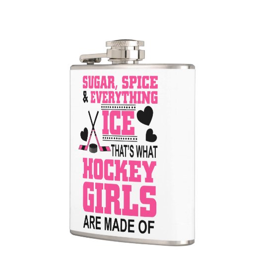 ijshockey voor zoete suiker en specerijmeisjes heupfles (Links)