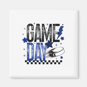 IJshockey Wedstrijd Dag Hockey Moeder Retro Blauw Magneet