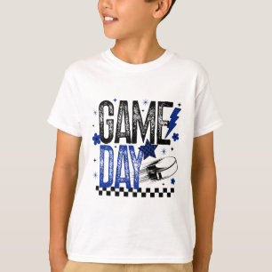 IJshockey Wedstrijd Dag Hockey Moeder Retro Blauw T-shirt