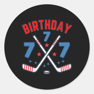 IjsHockey Zeven Verjaardag Jongen 7de Feestje Jong Ronde Sticker
