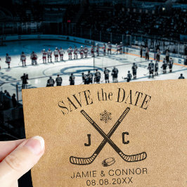 IJshockeyfan Familie of Trouwdag Save the Date Zelfinktende Stempel