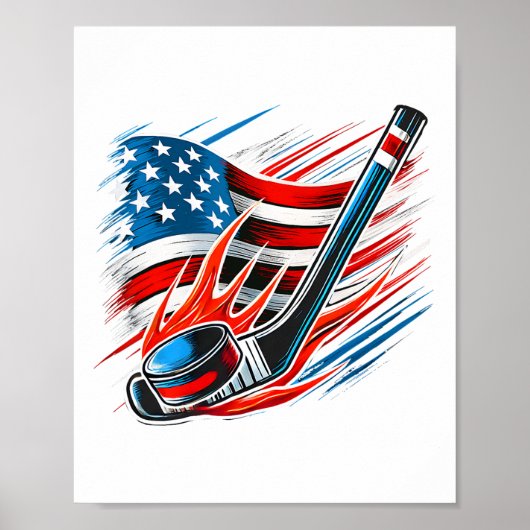 IJshockeyfan spelers patriottische 4 juli Ameri Poster (Voorkant)