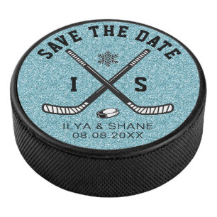 IJshockeyfan Trouwdag Save the Date Perfecte Match Hockey Puck