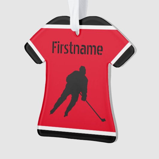 IJshockeykerstsieraad - rode zwarte trui Ornament (voorkant)