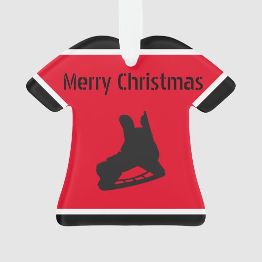 IJshockeykerstsieraad - rode zwarte trui Ornament (achterkant)